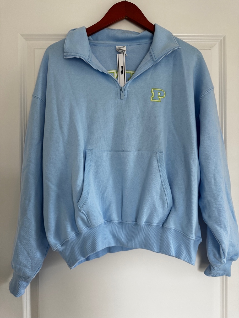 New V.S. PINK Blue Quarter Zip Collared Pullover Jacket S